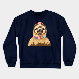 Happy Smiling Positive Sloth with Wildflowers Crewneck Sweatshirt